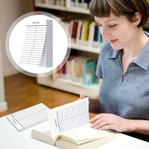 Faccito 500 Pcs Peel and Stick Date Due Slips, Library Due Date Cards 3 x 5 Inches Library Card Pockets for Book Checkouts School Nursery Classroom Supplies, 2 Columns in Saudi Arabia