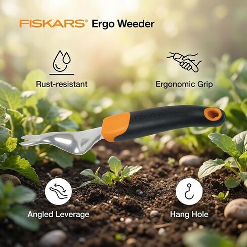 Ergo Weeder Tool for Weeding, Heavy Duty Gardening Hand Tool with Ergonomic Handle and Hanging Hole for Storage, Remove Weeds and Roots Like Dandelions and Thistles 2 Pack in Saudi Arabia