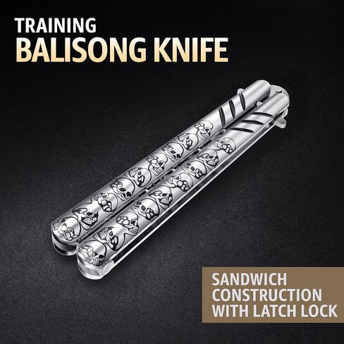 سكين الفراشة - مدرب باليسونج - مدرب الفراشة الفضي مع مزلاج زنبركي مؤكد - سكاكين باليسونج ليست حقيقية وليست حادة - خدعة مملة من الفولاذ المقاوم للصدأ بالكامل CSGO لعبة فيدجيت K16 S in Kuwait