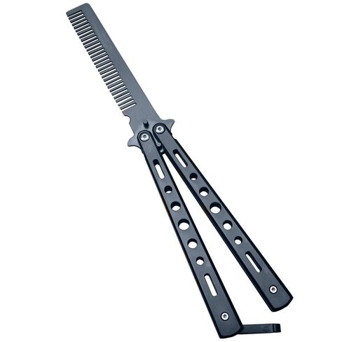 Generic New 1Pc Black Metal Practice Butterfly Comb Style Knife Trainer Tool in Kuwait