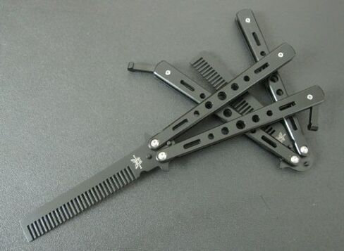 Generic New 1Pc Black Metal Practice Butterfly Comb Style Knife Trainer Tool in Kuwait