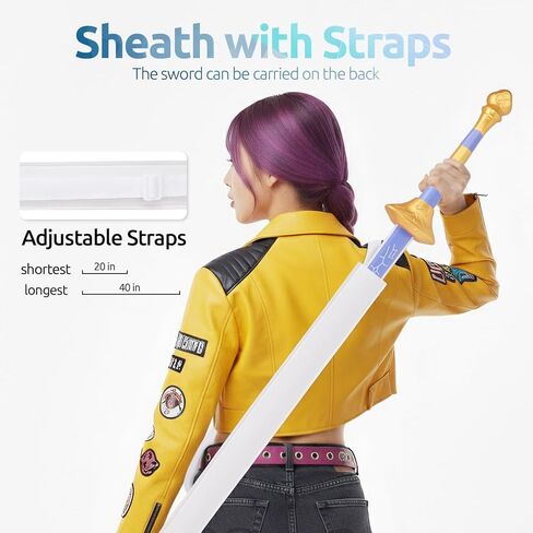 41" Anime Cosplay Sword with Sheath, Non-3D Printed & Back-Carry, Collectible Prop for Costume&Display - Purple Sword in Saudi Arabia