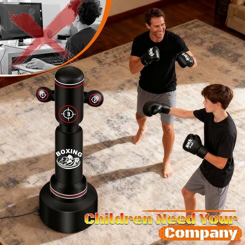 Heavy Boxing Bag with Stand for Adult Teens, 70'' Freestanding Punching Bag with Boxing Gloves, Men Women Standing Kickboxing Bag, Kickboxing Bags for Beginners Training MMA Muay Thai Fitness Home Gym in Kuwait