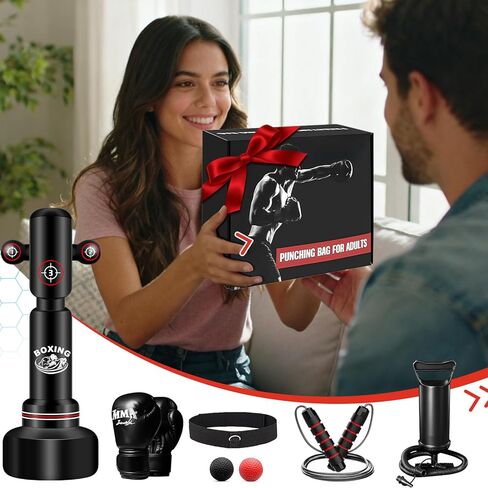 Heavy Boxing Bag with Stand for Adult Teens, 70'' Freestanding Punching Bag with Boxing Gloves, Men Women Standing Kickboxing Bag, Kickboxing Bags for Beginners Training MMA Muay Thai Fitness Home Gym in Kuwait