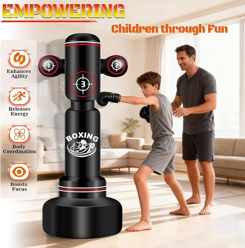 Heavy Boxing Bag with Stand for Adult Teens, 70'' Freestanding Punching Bag with Boxing Gloves, Men Women Standing Kickboxing Bag, Kickboxing Bags for Beginners Training MMA Muay Thai Fitness Home Gym in Kuwait