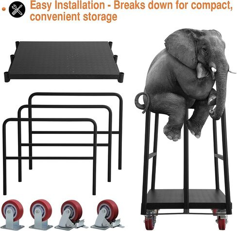 Flatbed Cart with 2500 Lbs Capacity and 4 Swivel Casters, 36x24inch Steel Board with 3 Side Handrails in Kuwait