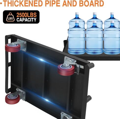 Flatbed Cart with 2500 Lbs Capacity and 4 Swivel Casters, 36x24inch Steel Board with 3 Side Handrails in Kuwait