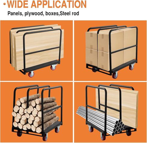 Flatbed Cart with 2500 Lbs Capacity and 4 Swivel Casters, 36x24inch Steel Board with 3 Side Handrails in Kuwait