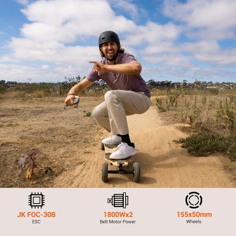 لوح تزلج كهربائي من سلسلة MEEPO Bamboo للطرق الوعرة لجميع التضاريس، لوح جبلي طويل جدًا يبلغ 20-31 ميلًا، أعلى سرعة تصل إلى 28-32 ميلاً في الساعة، عجلات 155-175 مم، احترافي للراكبين البالغين in Kuwait