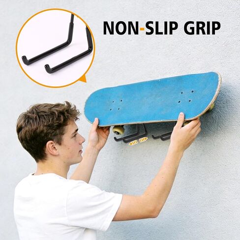 6 Pack Skateboard Wall Mount Hanger Rack - Skateboard Accessories,Heavy Duty Iron Storage Display Hook for Horizontal Installation,Non-Slip PVC Coating,Holds 55 lbs, Easy Mount on Wall & Wood in Kuwait