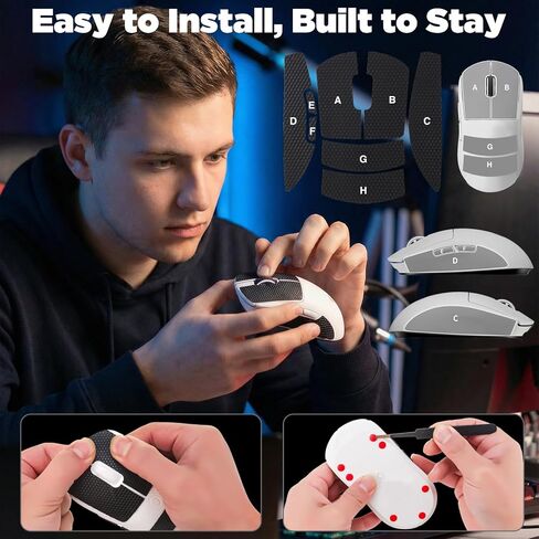 شريط قبضة الماوس ومجموعة أدوات التزلج على الماوس - مقابض PU مضادة للانزلاق (تغطية كاملة DIY وGPW2)، أحذية تزلج PTFE Dot & GPW2، قماش من الألياف الدقيقة، ملاقط - بداية أسرع، تحكم دقيق in Kuwait