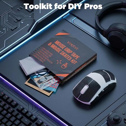 شريط قبضة الماوس ومجموعة أدوات التزلج على الماوس - مقابض PU مضادة للانزلاق (تغطية كاملة DIY وGPW2)، أحذية تزلج PTFE Dot & GPW2، قماش من الألياف الدقيقة، ملاقط - بداية أسرع، تحكم دقيق in Kuwait