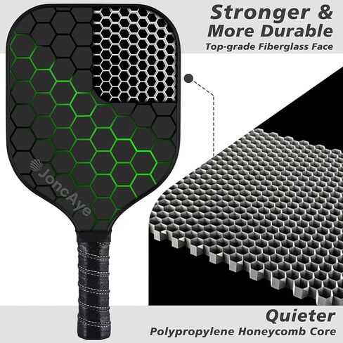 JoncAye Pickleball Paddles Set of 4 or 2, USAPA Approved Fiberglass Rackets with Outdoor Indoor Balls, Bag, Overgrip, Lightweight for Family, Professional Equipment for Beginners Intermediate in Saudi Arabia