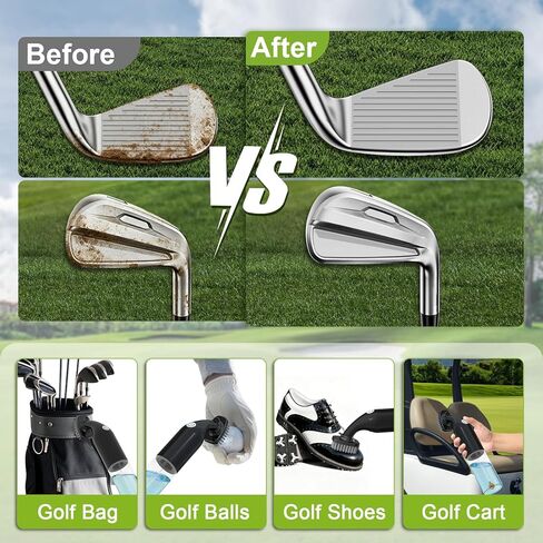 فرشاة تنظيف نادي الجولف الكهربائية: تعمل ببطارية AA للتنظيف بدون جهد - فرشاة نادي الجولف لملحقات الجولف - تحمل 5 أونصة من الماء - مشبك مغناطيسي - هدايا الجولف للرجال لاعبي الجولف in Kuwait