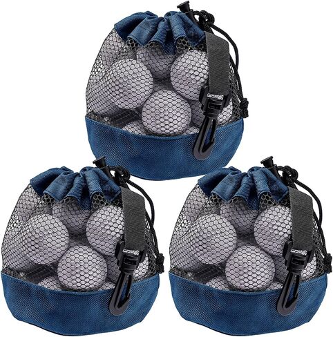 3PCS Golf Ball Bags with Drawstring, Nylon Mesh Bag for Golf Balls, Design for Most Outdoor Storage in Kuwait