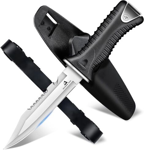 DRAGON RIOT Dive Knife with Sheath & Leg Straps Saltwater, Ultra Sharp Diving Knife with Knife Holster, Double Edged Scuba Knife for Snorkeling, Spearfishing, Diving in Kuwait