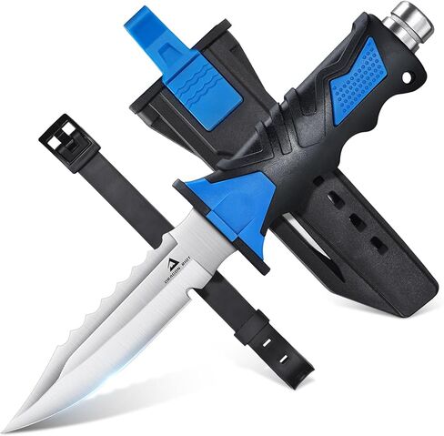 DRAGON RIOT Scuba Diving Knife with Leg Straps & Sheath - Stainless Steel Blade Dive Knife Lightweight, Sharp Divers Knife for Diving, Spearfishing, Snorkeling in Kuwait