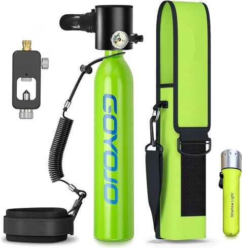 GOYOJO 0.5L Mini Scuba Tank with Pump, Portable Diving Tank, Lung Tank Kits with 3000 PSI Max Pressure, Reusable Scuba Diving Kit Gear with Pump Underwater Breathing Training in Kuwait