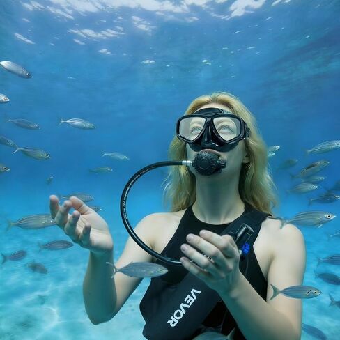 VEVOR Mini Scuba Tank, 1L Portable Diving Tank for Underwater Breathing, Reusable Lung Diving Cylinder up to 20 Minutes Dive Time, Emergency Rescue Pony Bottle with Adapter & Goggles for Snorkeling in Saudi Arabia