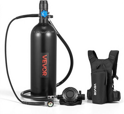 VEVOR Mini Scuba Tank, 1.9L Portable Small Diving Tank for Underwater Breathing, Reusable Lung Diving Cylinder up to 35 Minutes Dive Time, Emergency Rescue Pony Bottle with Backpack for Snorkeling in Kuwait