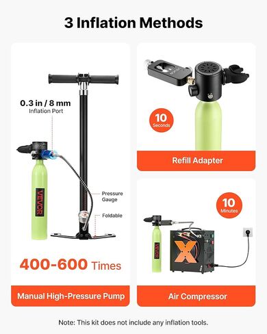 VEVOR Mini Scuba Tank، خزان غوص محمول 0.5 لتر للتنفس تحت الماء، أسطوانة غوص الرئة قابلة لإعادة الاستخدام لمدة تصل إلى 10 دقائق، زجاجة مهر الإنقاذ في حالات الطوارئ مع حقيبة وحبل للغطس in Saudi Arabia