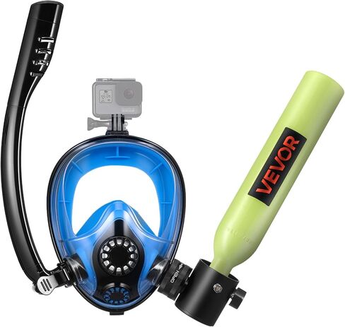 VEVOR Mini Scuba Tank with Sub-Mask, 0.5L Portable Small Diving Tank for Underwater Breathing, Reusable Lung Diving Cylinder up to 10 Minutes Dive Time, Emergency Rescue Pony Bottle for Snorkeling in Saudi Arabia