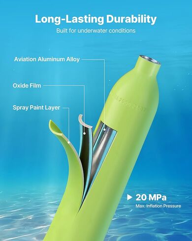 VEVOR Mini Scuba Tank with Sub-Mask, 0.5L Portable Small Diving Tank for Underwater Breathing, Reusable Lung Diving Cylinder up to 10 Minutes Dive Time, Emergency Rescue Pony Bottle for Snorkeling in Saudi Arabia