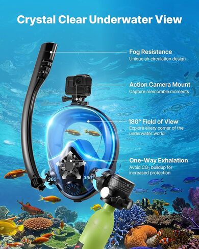 VEVOR Mini Scuba Tank with Sub-Mask, 0.5L Portable Small Diving Tank for Underwater Breathing, Reusable Lung Diving Cylinder up to 10 Minutes Dive Time, Emergency Rescue Pony Bottle for Snorkeling in Saudi Arabia