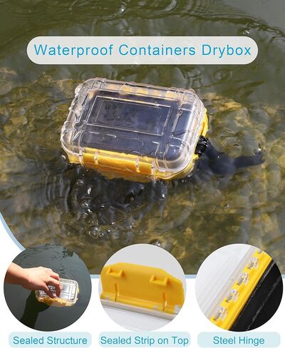Beoccudo Waterproof Box Small Dry Box Mini Waterproof Container Watertight Storage Case Water Proof, 5.5" L x 4" W x 2.4" H Drybox Waterproof for Kayaking Boating in Kuwait
