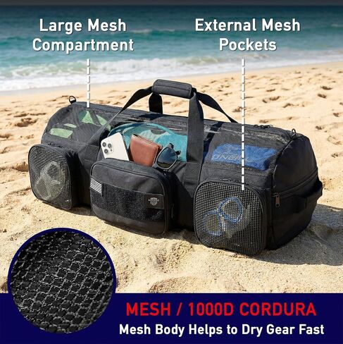 Nomad USA 130L Mesh Duffle Bag for Scuba Dive, Snorkeling, Swimming, Freediving - Pool/Beach Water Sports Gear Carry Bag with Shoulder Straps - Storage Travel Tote Bag for Camping, Gym, Workout in Kuwait