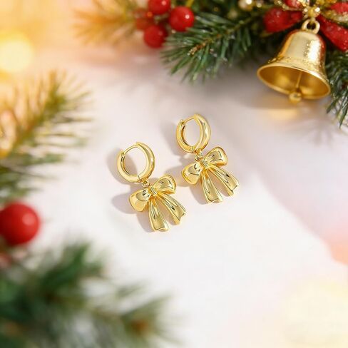 Gold Bow Drop Earrings For Women Cubic Zirconia Bowknot Dangle Earrings Statement Party Jewelry in Kuwait