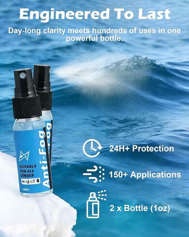 Safe Anti Fog Spray for Swim Goggles, 2 Pack Quick and Long-Lasting Defogger for Swim Goggles Ski Goggles Snorkel Mask Scuba Diving Mask Motorcycle Helmet Visor Hockey Shield in Kuwait
