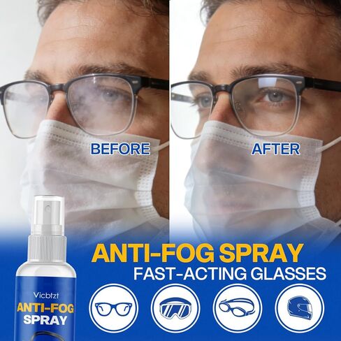 Anti Fog Spray for Glasses, Fast-Acting & Long-Lasting for Ski Goggles, Safety Goggles, Sports Glasses & Everyday Eyewear, Safe Defogger for Paintball Mask,Helmet Visor, VR & Mirror - 2Fl Oz in Kuwait