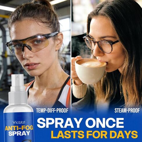Anti Fog Spray for Glasses, Fast-Acting & Long-Lasting for Ski Goggles, Safety Goggles, Sports Glasses & Everyday Eyewear, Safe Defogger for Paintball Mask,Helmet Visor, VR & Mirror - 2Fl Oz in Kuwait
