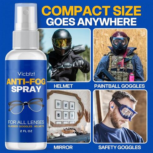 Anti Fog Spray for Glasses, Fast-Acting & Long-Lasting for Ski Goggles, Safety Goggles, Sports Glasses & Everyday Eyewear, Safe Defogger for Paintball Mask,Helmet Visor, VR & Mirror - 2Fl Oz in Kuwait