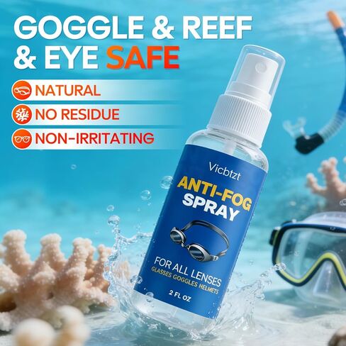 Anti Fog Spray for Swim Goggles, Snorkel, Scuba & Ski Masks, Reef Safe & Long-Lasting Defogger for Swimming, Diving, Snorkeling, Skiing, Paintball, Motorcycling - 2 fl oz in Kuwait