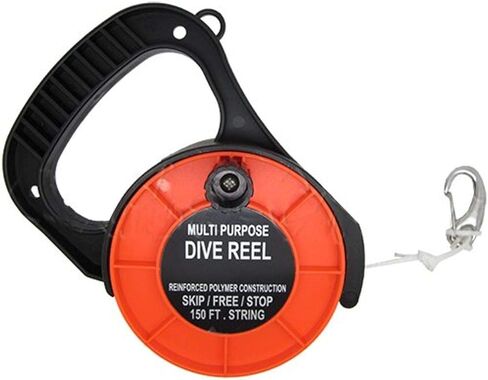 Scuba Choice Diving Dive Reel, 150ft White Line, Plastic Handle, Orange with 2" Clip – Multi-Purpose, Ideal for Scuba Diving, Spearfishing, and Underwater Adventures in Saudi Arabia