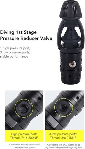 Aluminum Alloy Dive Regulator Set, 1st Stage & 2nd Stages with Pressure Gauges & 2 Hoses for Scuba Diving, Underwater Breathing, and Freediving by Experienced Divers in Kuwait