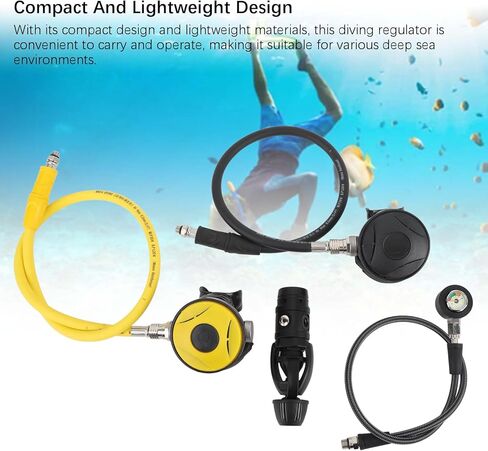 Aluminum Alloy Dive Regulator Set, 1st Stage & 2nd Stages with Pressure Gauges & 2 Hoses for Scuba Diving, Underwater Breathing, and Freediving by Experienced Divers in Kuwait