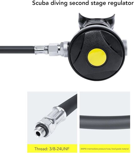 Aluminum Alloy Dive Regulator Set, 1st Stage & 2nd Stages with Pressure Gauges & 2 Hoses for Scuba Diving, Underwater Breathing, and Freediving by Experienced Divers in Kuwait