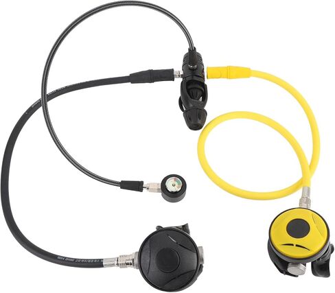 Aluminum Alloy Dive Regulator Set, 1st Stage & 2nd Stages with Pressure Gauges & 2 Hoses for Scuba Diving, Underwater Breathing, and Freediving by Experienced Divers in Kuwait