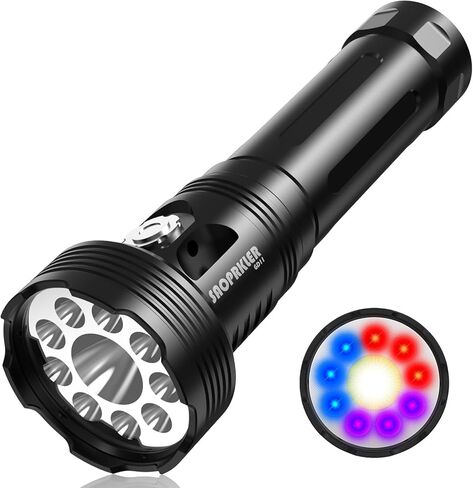 GD11 Dive Light 2200LM Scuba Gear,200m Waterproof Underwater Diving Flashlight with Red/Blue/UV Modes,Magnetic Base Dive Flashlight for Spearfishing Night Diving in Kuwait