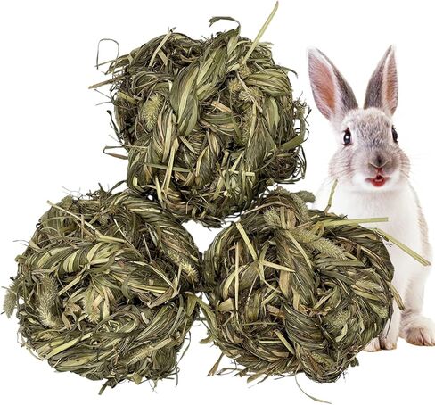 Tfwadmx Rabbit Timothy Grass Ball, Small Animal Activity Play Balls Chew Toys Teeth Grinding for Bunny Guinea Pig Hamster Rat Gerbil Chinchilla in Kuwait