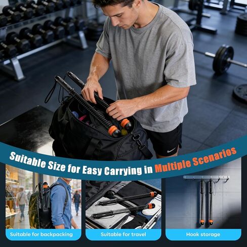 Cordless Battle Ropes with Adjustable Resistance Springs - Weighted Ropeless Battle Rope for Home Gym Exercise, Portable Workout Equipment for Strength Training & Cardio Fitness Orange& Black in Kuwait