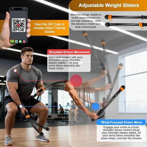 حبال معركة محمولة بدون حبال، حبال معركة لاسلكية بأوزان قابلة للتعديل لصالة الألعاب الرياضية المنزلية مع حقيبة تخزين، معدات تمرين مرجحة للتمرين منخفض التأثير، القوة وHIIT، للرجال والنساء (أسود) in Kuwait