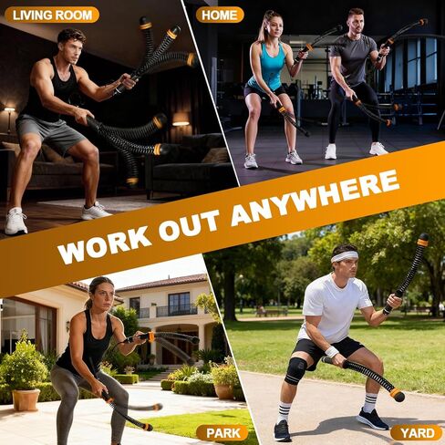 حبال معركة محمولة بدون حبال، حبال معركة لاسلكية بأوزان قابلة للتعديل لصالة الألعاب الرياضية المنزلية مع حقيبة تخزين، معدات تمرين مرجحة للتمرين منخفض التأثير، القوة وHIIT، للرجال والنساء (أسود) in Kuwait