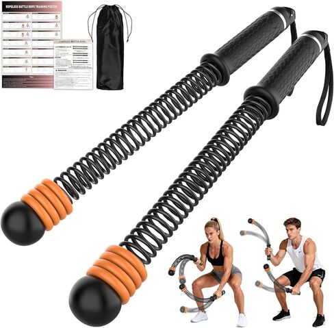 Ropeless Battle Ropes for Home Gym, Portable Cordless with Storage Bag & 8 Adjustable Weight Rings, Heavy Duty Fitness Rope for HIIT, Strength, High Calorie Burn & Low-Impact Cardio for Men & Women in Saudi Arabia