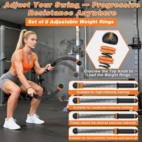 Ropeless Battle Ropes for Home Gym, Portable Cordless with Storage Bag & 8 Adjustable Weight Rings, Heavy Duty Fitness Rope for HIIT, Strength, High Calorie Burn & Low-Impact Cardio for Men & Women in Saudi Arabia