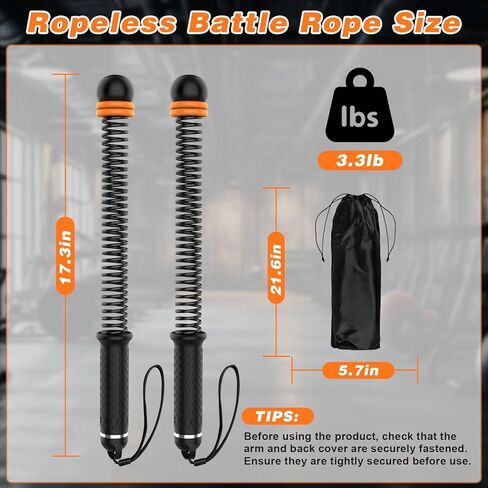 Ropeless Battle Ropes for Home Gym, Portable Cordless with Storage Bag & 8 Adjustable Weight Rings, Heavy Duty Fitness Rope for HIIT, Strength, High Calorie Burn & Low-Impact Cardio for Men & Women in Saudi Arabia