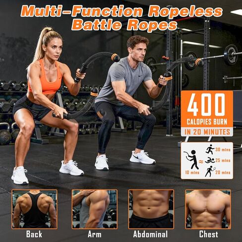 Ropeless Battle Ropes for Home Gym, Portable Cordless with Storage Bag & 8 Adjustable Weight Rings, Heavy Duty Fitness Rope for HIIT, Strength, High Calorie Burn & Low-Impact Cardio for Men & Women in Saudi Arabia